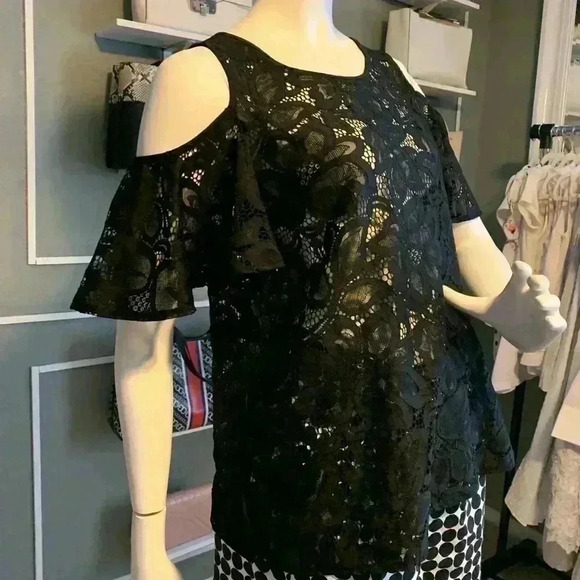 Worthington lace  Petite Womens Round Neck Short Sleeve Blouse Size M - Picture 4 of 10